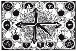 9 circles of baphomet hell dark, gloomy, brutal. Merged into one. tattoo idea