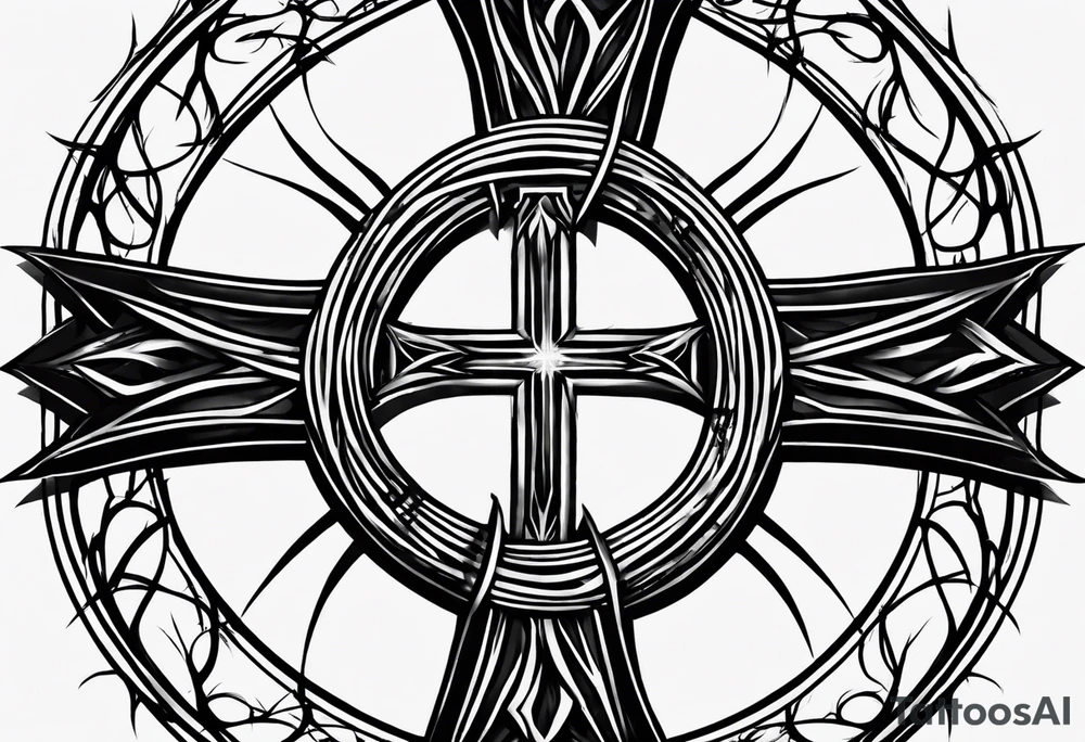 “Let me let them know your name let me let them know the pain” 
Biblical cross crown of thorns tattoo idea