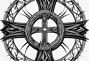 “Let me let them know your name let me let them know the pain” 
Biblical cross crown of thorns tattoo idea
