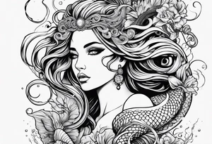 Medusa and mermaid tattoo idea
