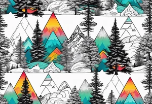 triangle shape trees mountain tattoo idea