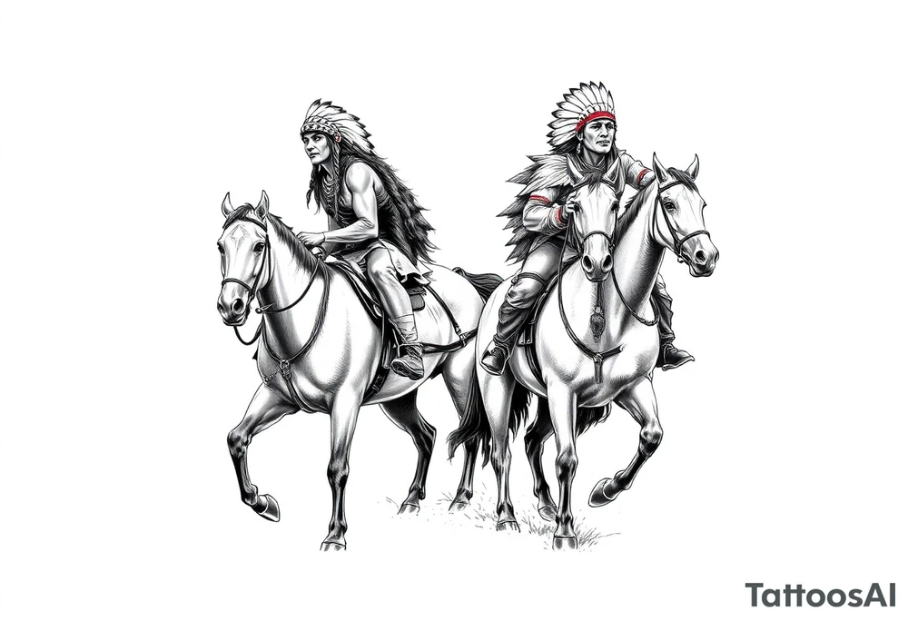 Native American warriors on horses tattoo idea