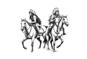 Native American warriors on horses tattoo idea