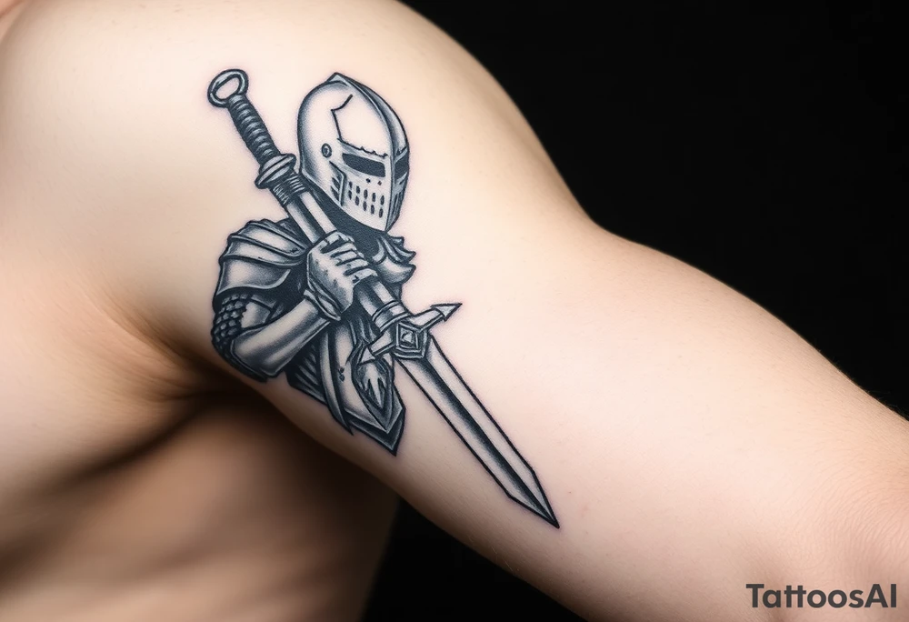 Knight with sword tattoo idea