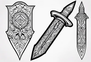 Dagger in traditionel American style tattoo idea