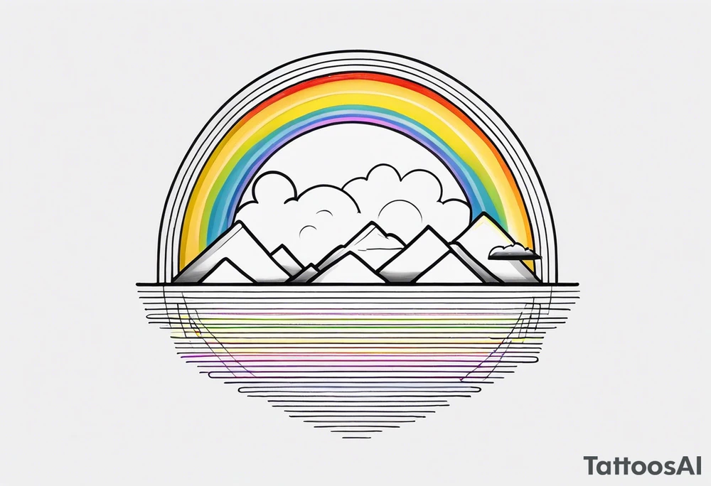 black minimalistic sunrise with rainbow tattoo idea