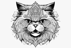 Powerful Himalayan cat roaring tattoo idea