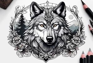 wolf and stag playing tattoo idea