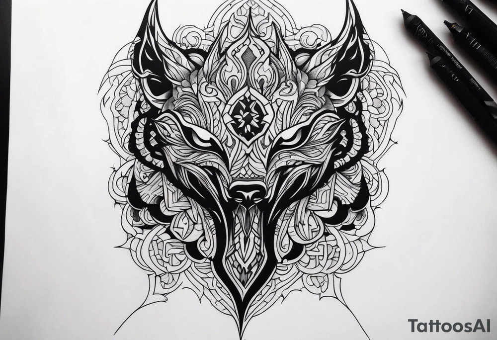 A dark fantasy spooky themed tattoo idea