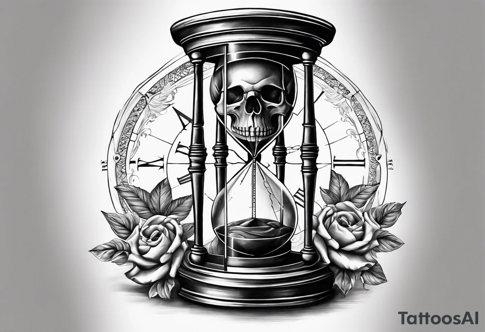 Hour glass skull compass tattoo idea