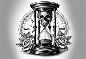 Hour glass skull compass tattoo idea