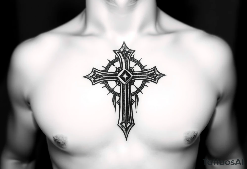 Gothic style cross tattoo idea