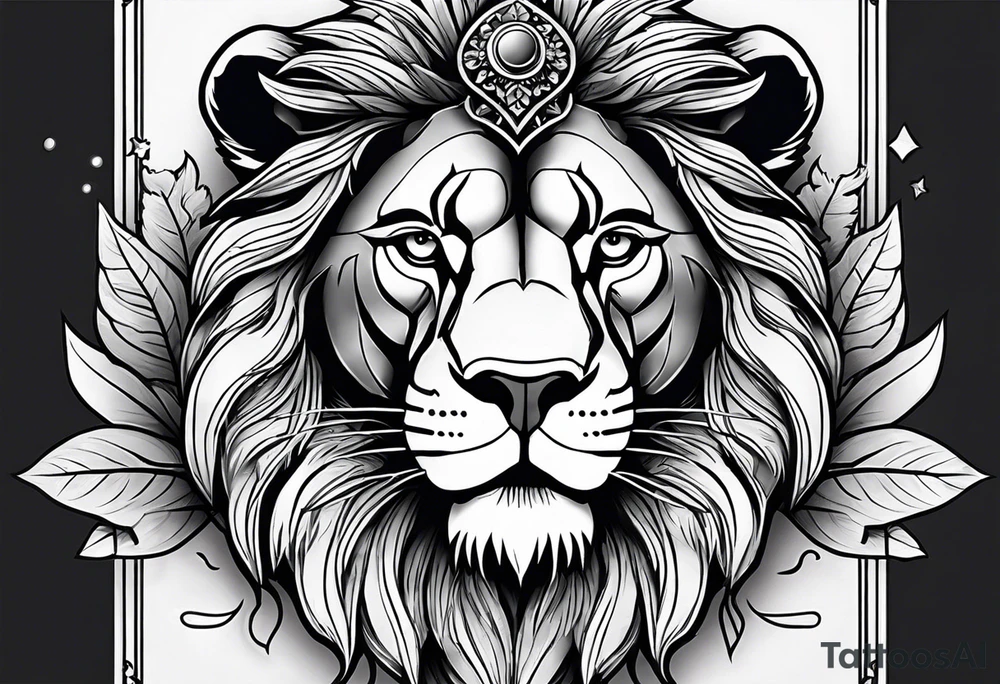 make me a lion tattoo in a rectangle frame tattoo idea