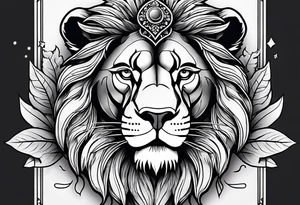 make me a lion tattoo in a rectangle frame tattoo idea