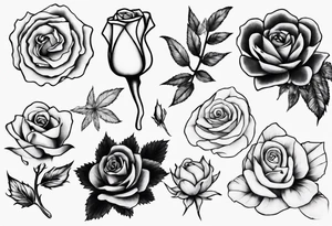 Rosas con una hoja de mota tattoo idea