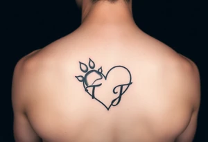 A pawprint and a heart with the letters T and J tattoo idea