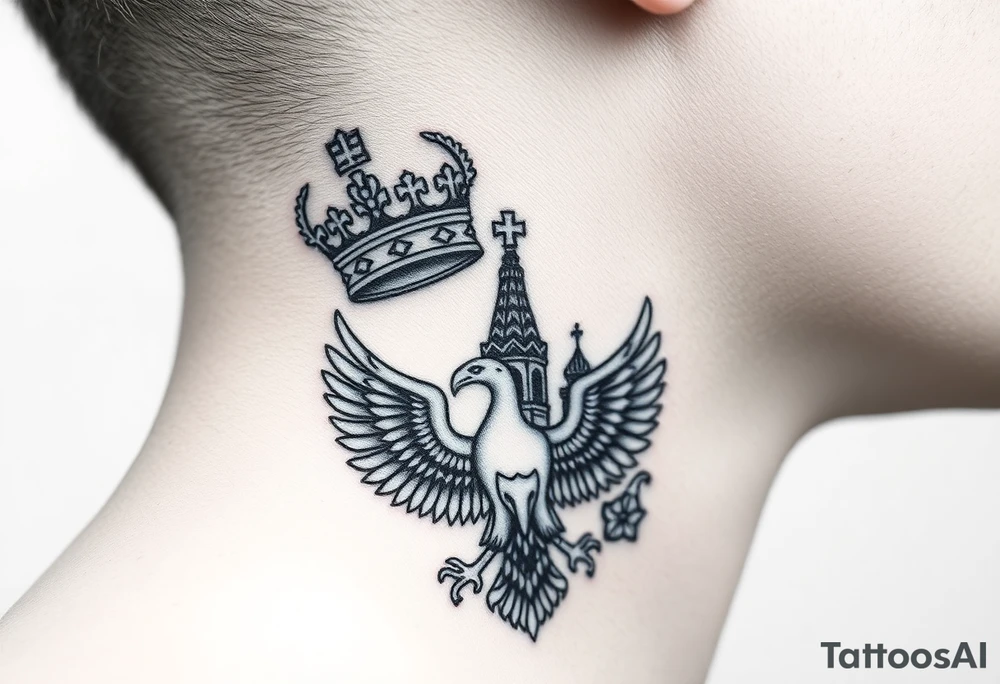 St. George 
Russian imperial crown above the eagle
Russian sabre
The Kremlin or St. Basil's Cathedral scene 
on the side of my neck tattoo idea