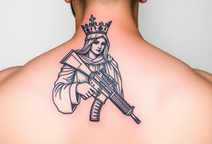 Saint Barbara carrying an M4 rifle tattoo idea