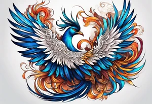 asian elegant long feathered phoenix
with a long neck, with no wings, graceful tattoo idea