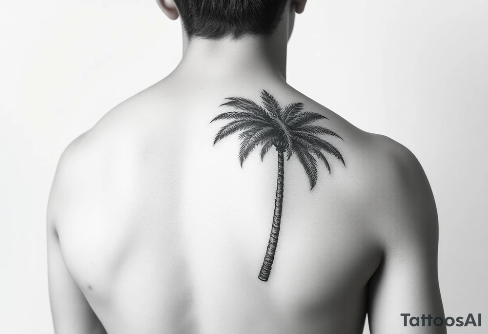 palm tree arm sleeve tattoo idea