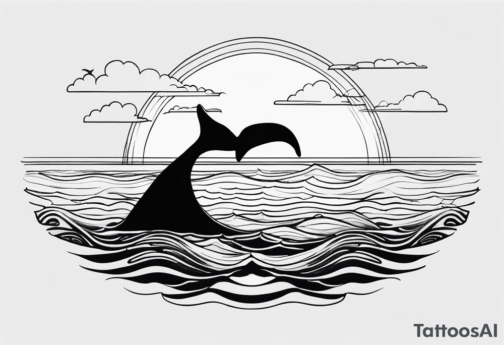 Whale tail ocean sunset tattoo idea