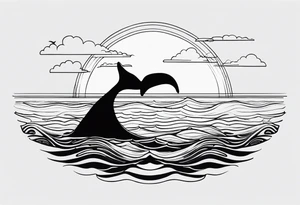 Whale tail ocean sunset tattoo idea