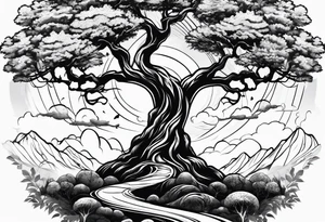 Trees stretching down tattoo idea