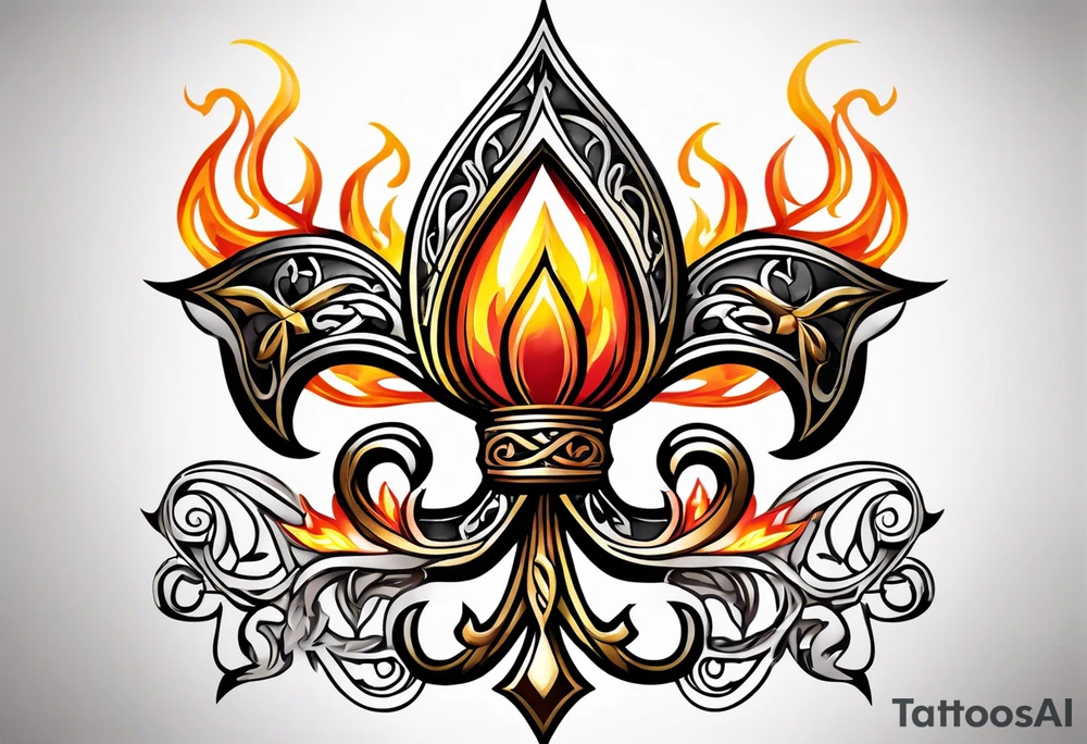 Fleur de lys celtique en flamme tattoo idea