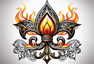 Fleur de lys celtique en flamme tattoo idea