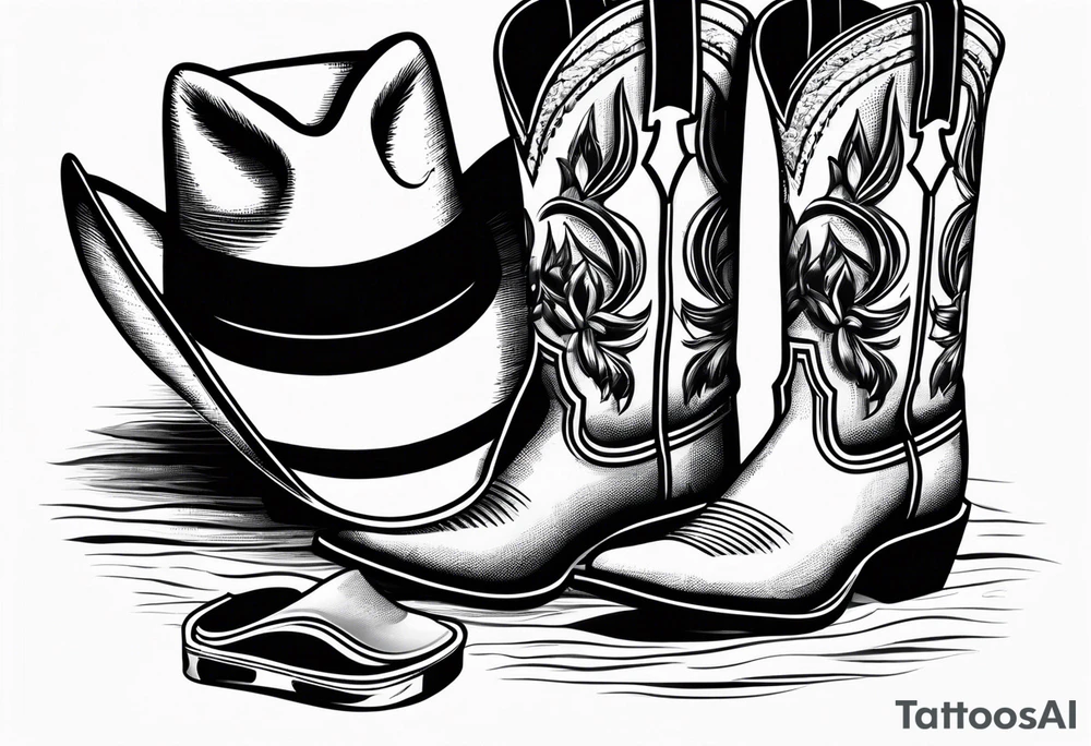 Keep it simple. A pair of boots next to two flip flops and a cowboyhat on the Beach. tattoo idea