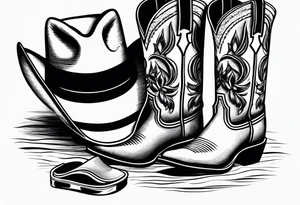Keep it simple. A pair of boots next to two flip flops and a cowboyhat on the Beach. tattoo idea