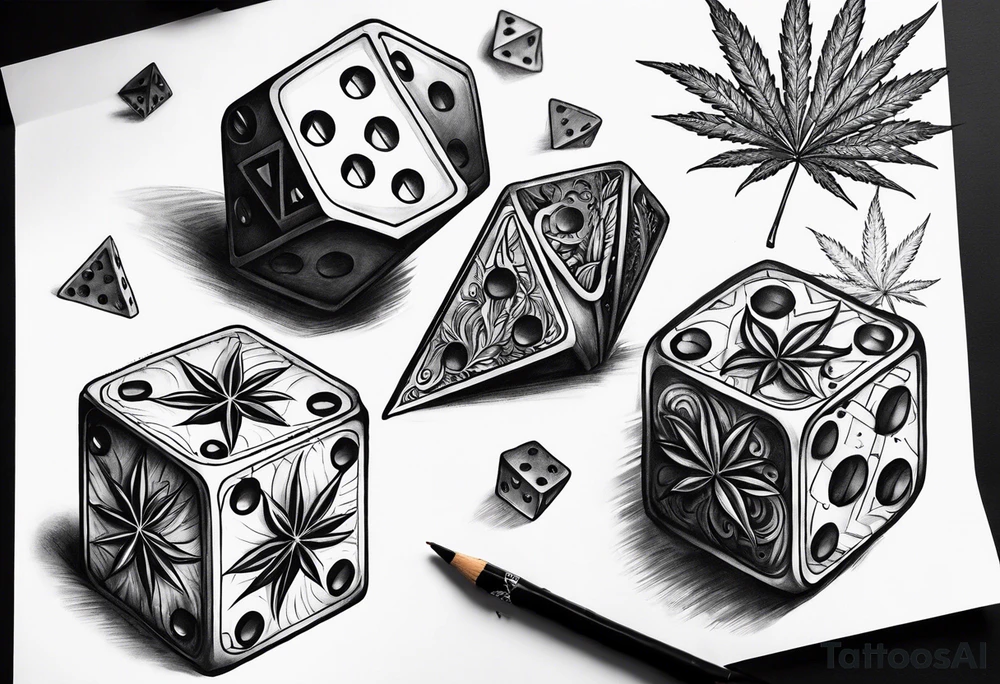 weed dice and 772 tattoo idea