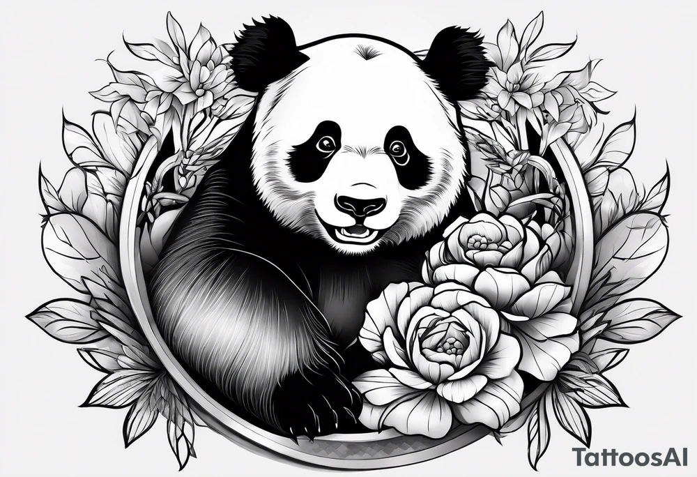 Playful panda rolling tattoo idea