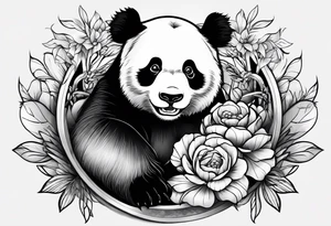 Playful panda rolling tattoo idea