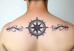 Tattoo with a compass and the constellation Aquarius tattoo idea