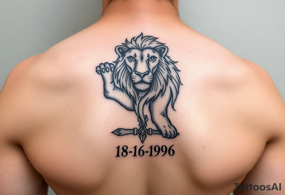 Leo zodiac sign with 08/18/1996 tattoo idea