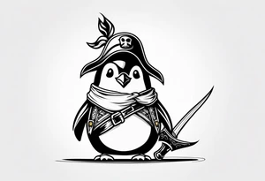penguin dressed as a pirate tattoo idea