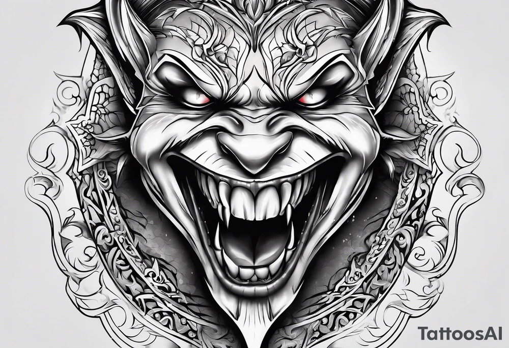 Bondage sexy vampire teeth tattoo idea