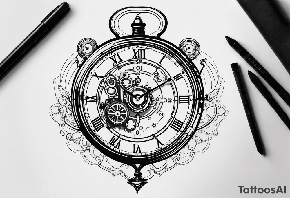 Steampunk clock tattoo idea