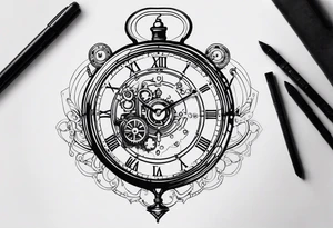 Steampunk clock tattoo idea