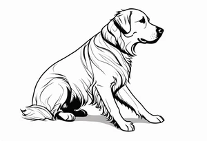 a golden retriever in a jujitsu gi full body view tattoo idea