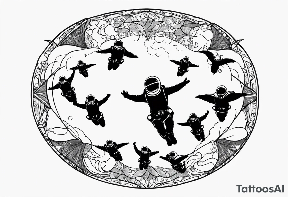 sky divers parachuting tattoo idea