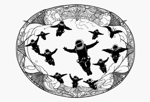 sky divers parachuting tattoo idea