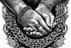 praying hands with chain tattoo idea