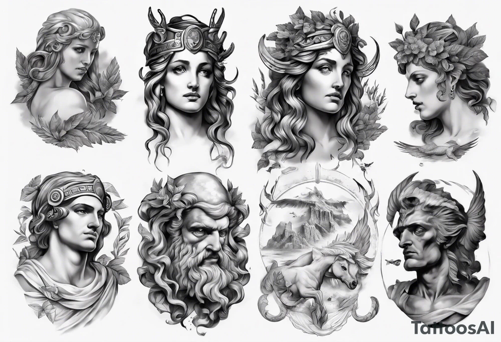 realistic greek mythology tattoo idea