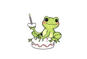 A frog and a birthday cake tattoo idea