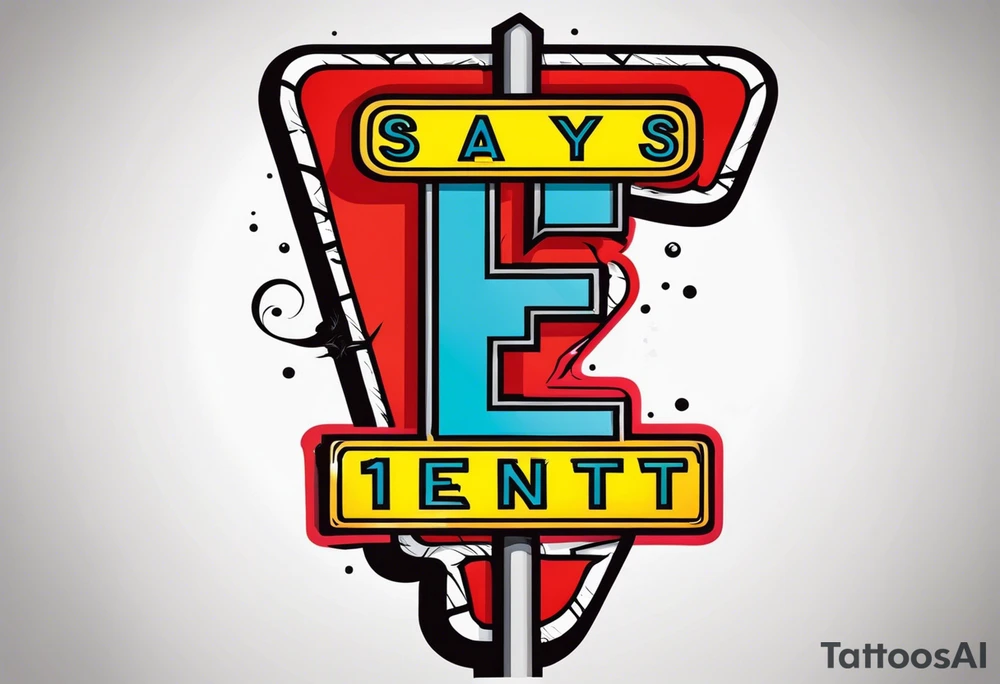 says "15ent" inside street sign tattoo idea