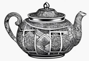 Teapot with 3-d cube tattoo idea