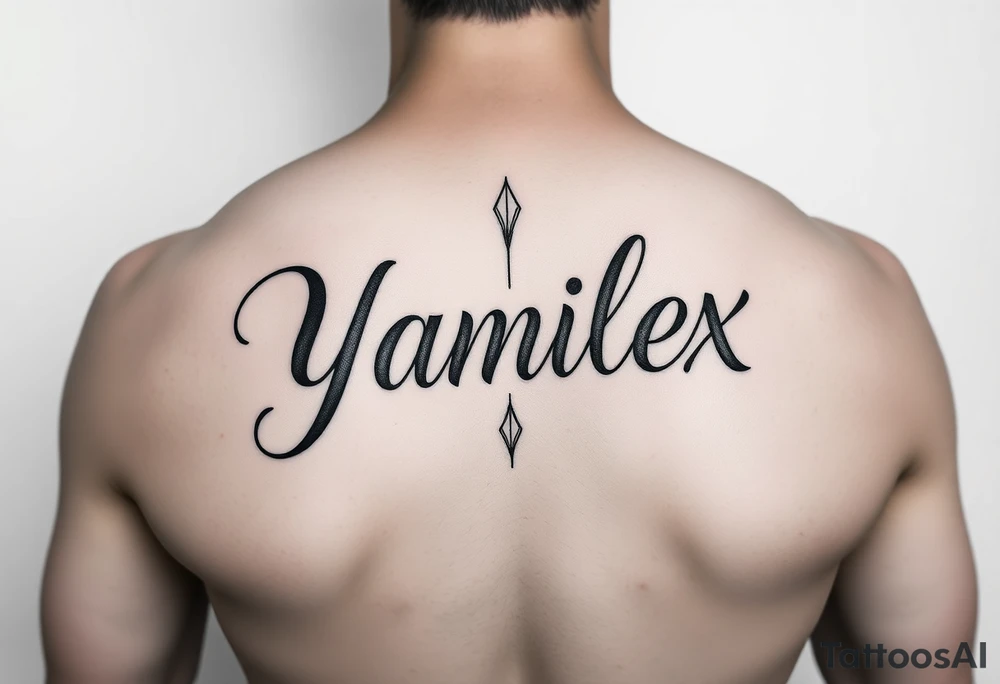 Create the name Yamilex vertical in cursive script writing tattoo idea
