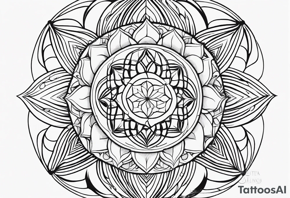 Linear minimalistic flower of life, tattoo idea